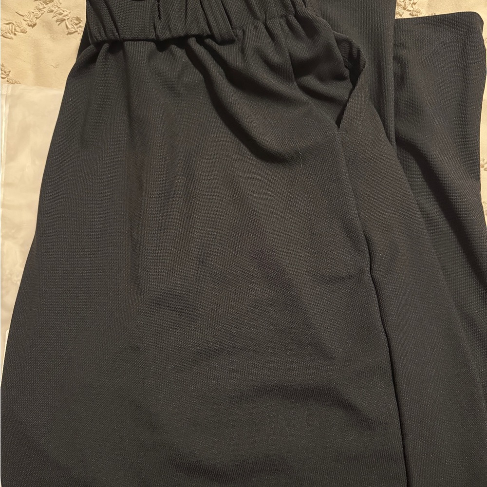 HALARA Black Wide-Leg Women's Waffle Work Pants - Picture 4 of 4